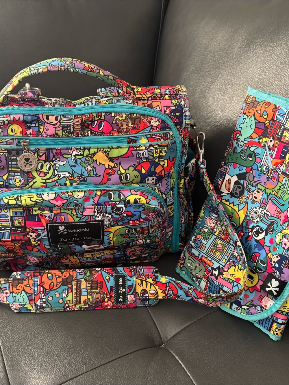 Tokidoki x Jujube “Kaiju City” Diaper Bag Backpack Crossbody Set W/ Changing Pad